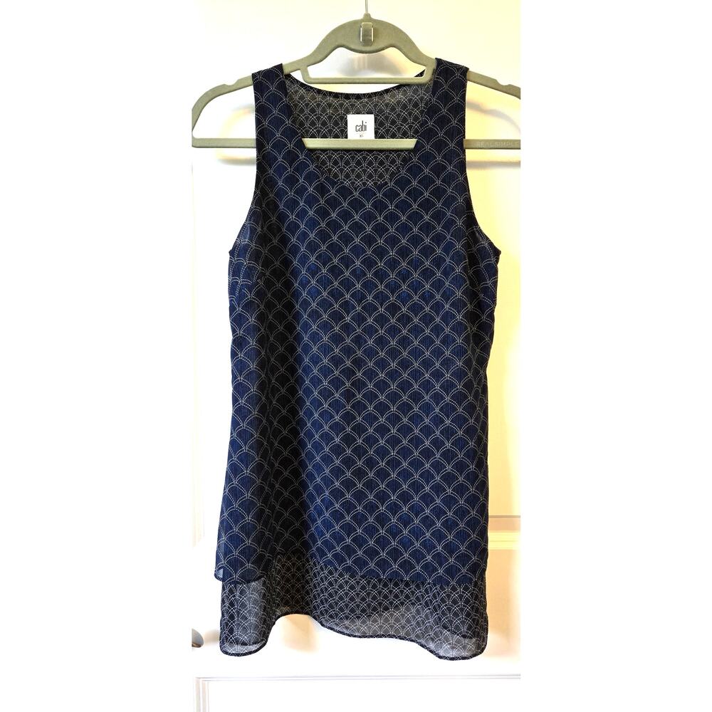 Cabi Top Womens XS Navy Sleeveless Tank Cami Geometric Nautical Dark Academia - Picture 1 of 5